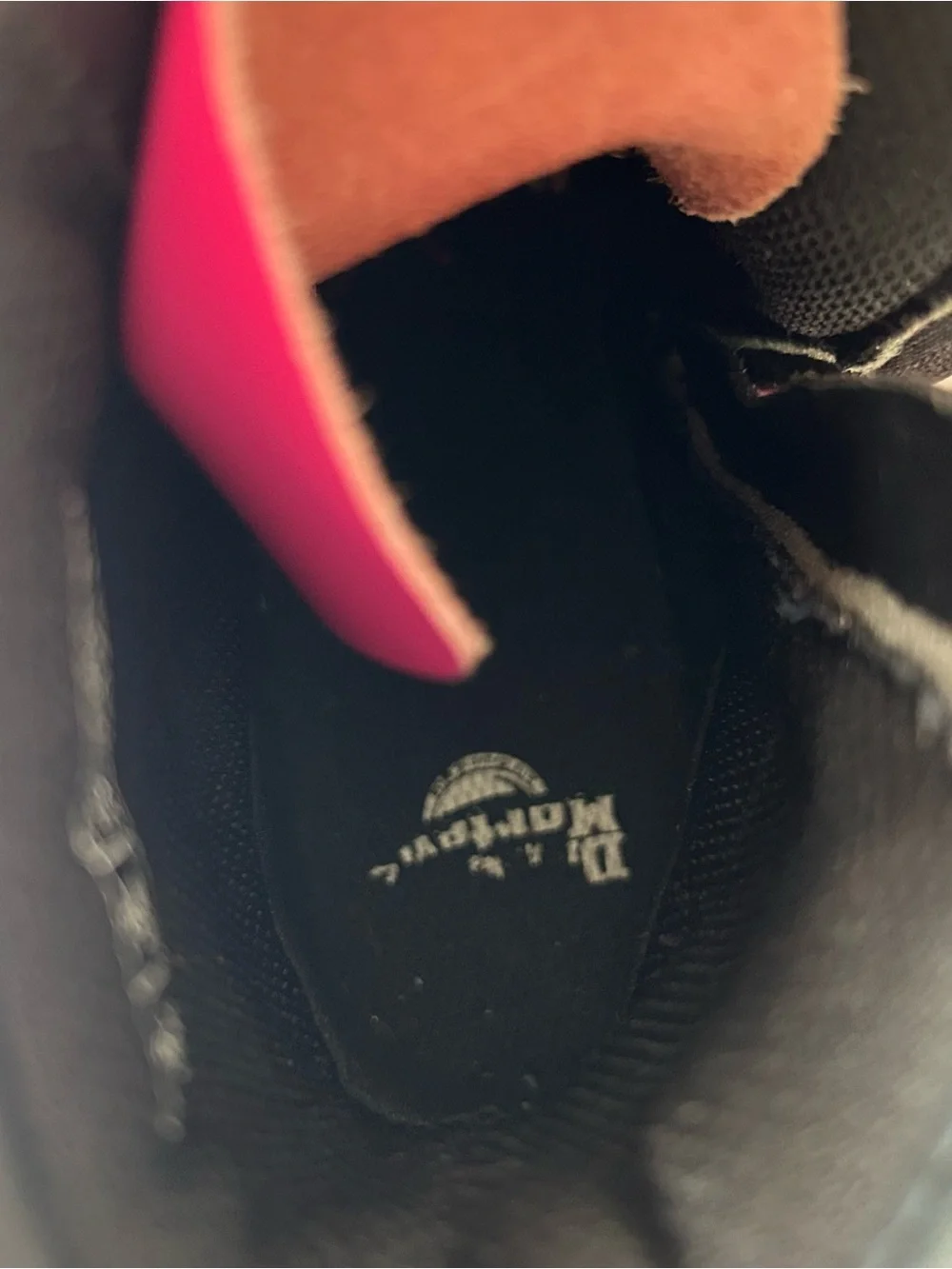 Dr Martens Girls Hot Pink Combat Boots Size 3US Lace Up Graphic Side Zip 1460J